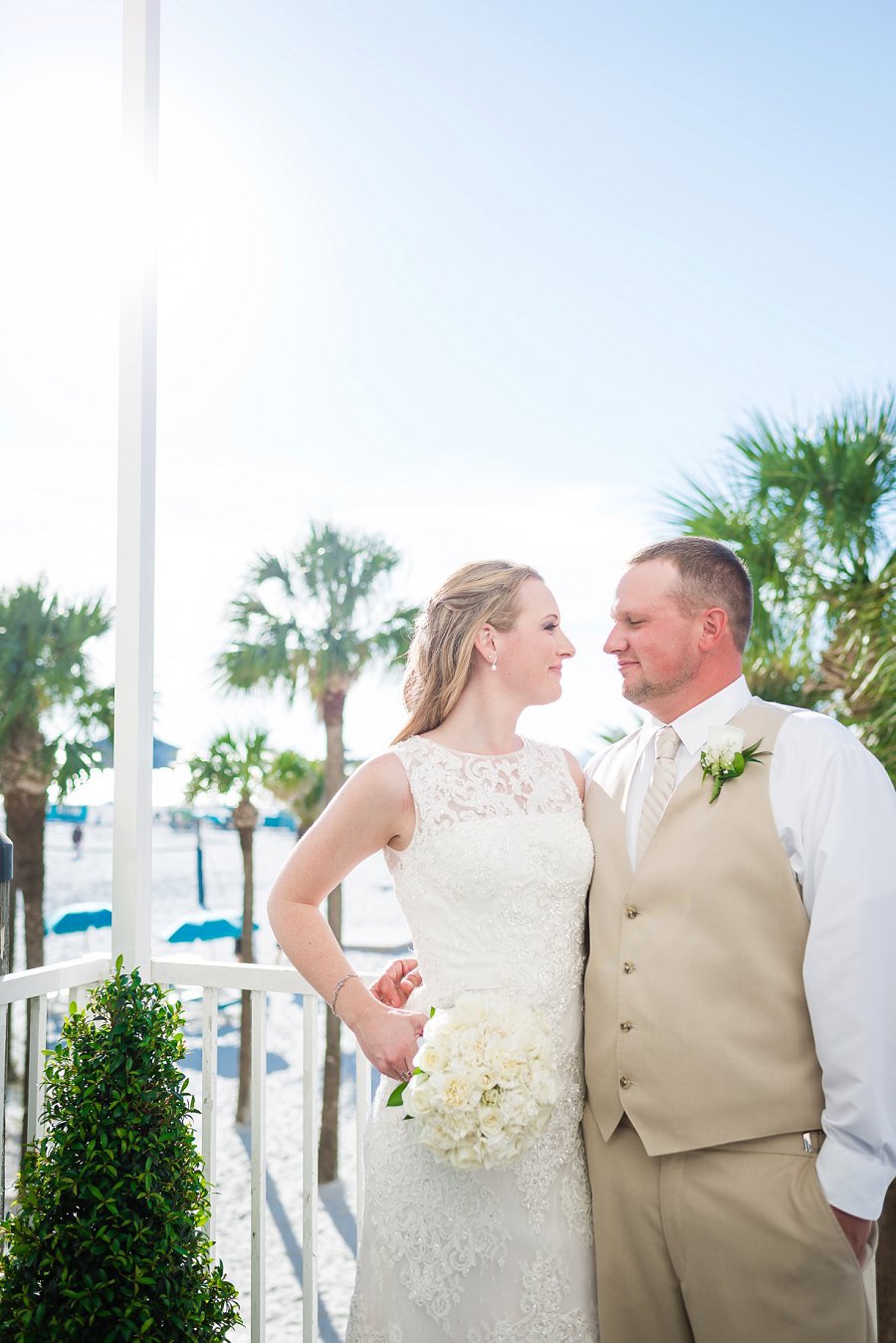 Bride and Groom, Outdoor Wedding Portrait | Clearwater Wedding Venue Hilton Clearwater Beach