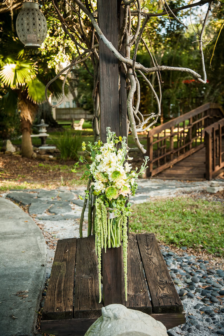 St. Petersburg Outdoor Wedding Reception Floral Decor with White and Green Flowers | St. Petersburg Florist Wonderland Floral Art and Gift Loft