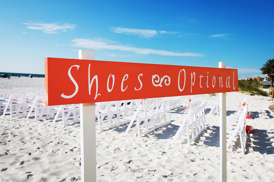 Clearwater Beach Wedding Ceremony Shoes Optional Sign