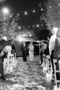 Outdoor, Nighttime St. Petersburg Wedding Ceremony Bride and Dad Walking Down Aisle | St. Pete Wedding Venue NOVA 535