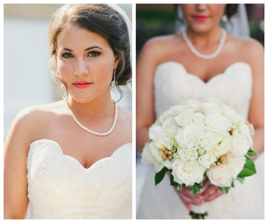 Tampa, Outdoor Bridal Wedding Portrait in Ivory, Lace Strapless Dress and Ivory Floral Bouquet | Bridal Hair & Makeup by Lasting Luxe | Tampa Wedding Photographer Roohi Photography