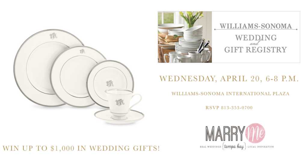 Williams Sonoma Wedding Registry Event, April 20, 2016 at International Plaza Mall in Tampa