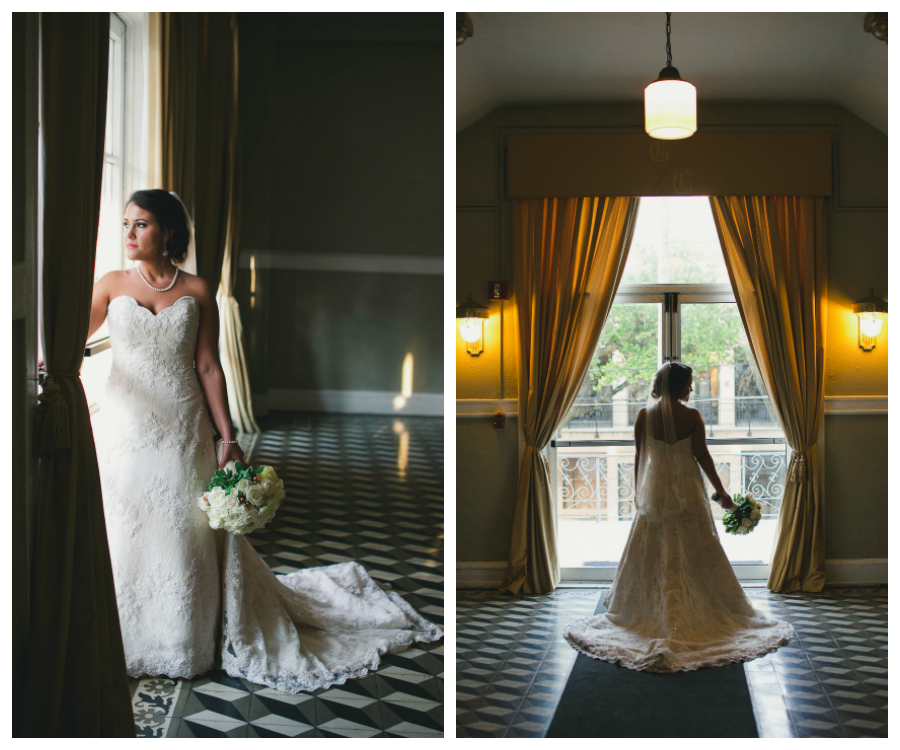 Indoor Ybor City Bridal Wedding Portrait at Tampa Wedding Venue The Cuban Club | Bridal Hair & Makeup by Lasting Luxe | Tampa Wedding Photographer Roohi Photography