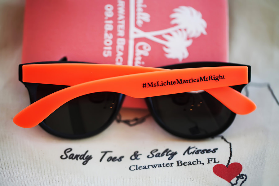 Clearwater Beach Bride and Groom Wedding Sunglasses and Koozie for Wedding Guests