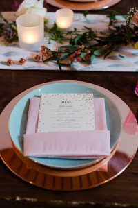 Blush Pink and Turquoise Wedding Place Setting