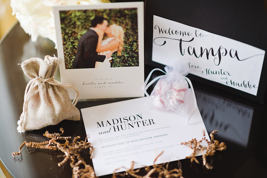 Black and White Tampa Wedding Invitation and Stationary Suite