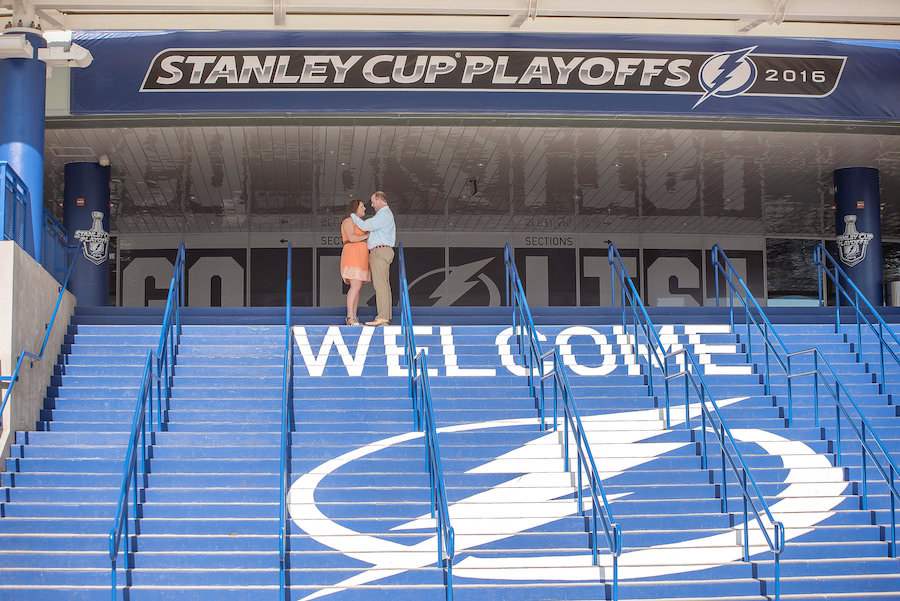 Tampa Lightning Themed Engagement Session at Amalie Arena | Kristen Marie Photography