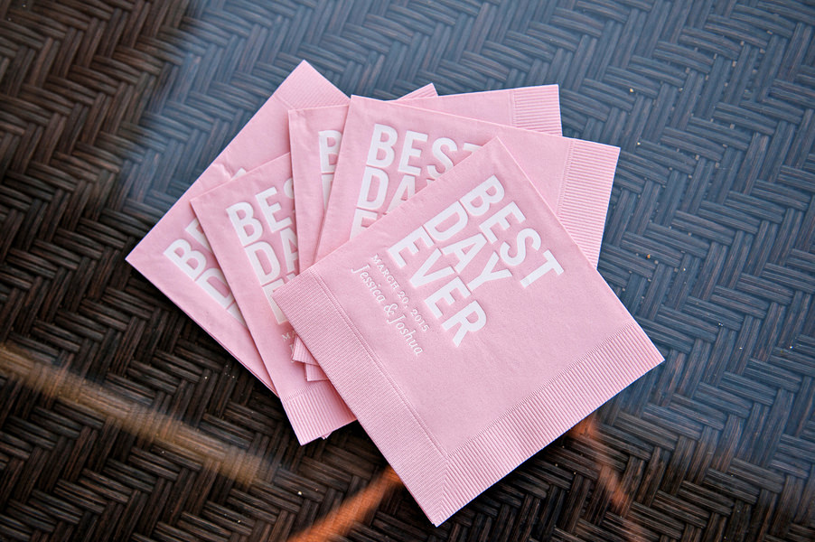 Best Day Ever Personalized Pink Wedding Napkins