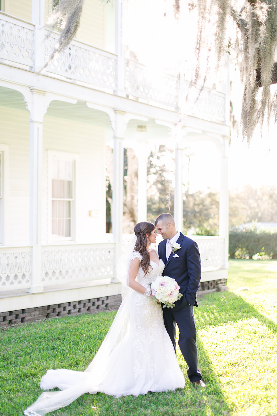 Outdoor Tampa Bay Wedding Portrait at Old Victorian Southern Home | Rustic Tampa Bay Wedding Venue Saxon Manor