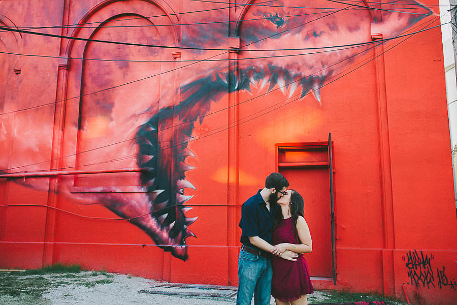 Enagegment Portrait In Front of Colorful, Street Art Wall Mural | Bohemian, Old Florida Inspired Outdoor St. Pete Engagement Photography Session