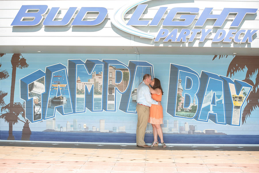 Tampa Lightning Themed Engagement Session at Amalie Arena with Tampa Bay Graffiti Sign | Kristen Marie Photography