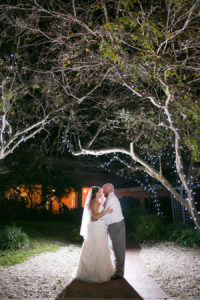 Outdoor, Nighttime Florida Bride and Groom Wedding Portrait | St. Petersburg Wedding Photographer Carrie Wildes Photography