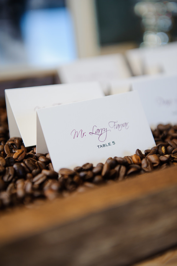Wedding Escort Cards in Coffee Beans | Wedding Reception Ideas