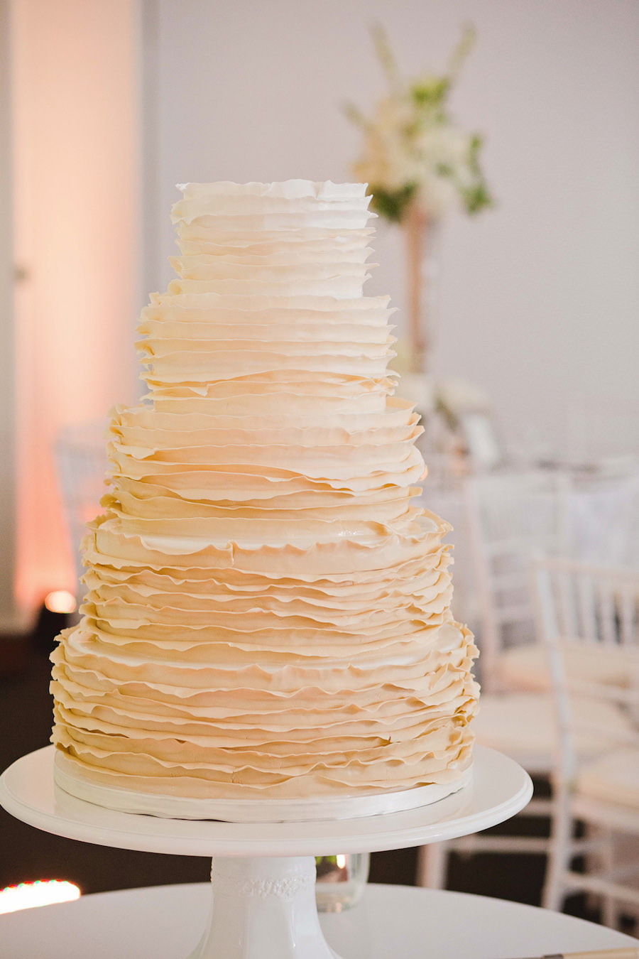 5-Tiered, Round Layered Neutral Ombre Textured Wedding Cake | Unqiue Wedding Cakes