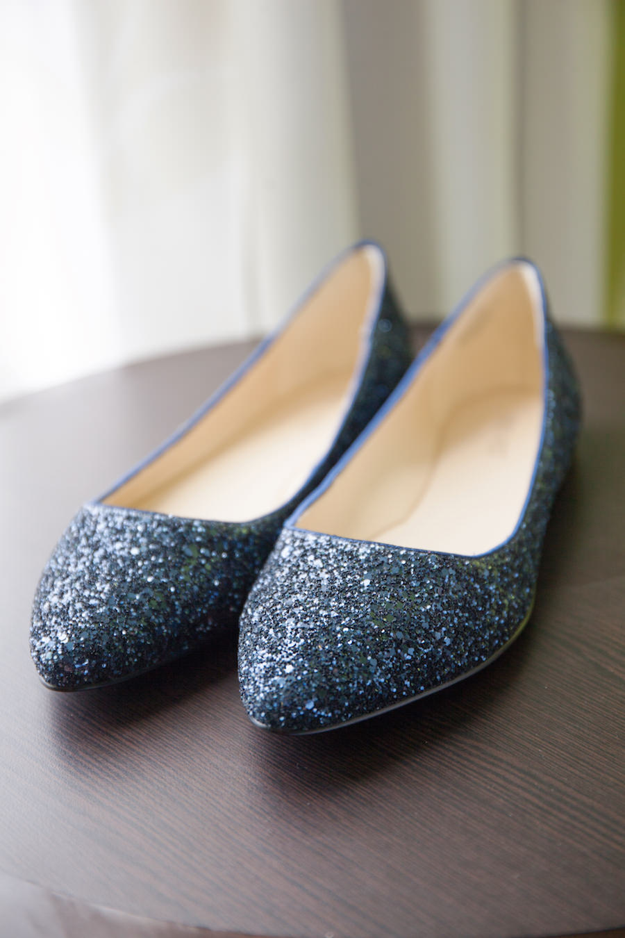 Blue Silver Glitter Sequined Wedding Flats Shoes
