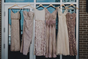 Blush, Ivory and Gold Sequined Mis-Matched Bridesmaids Dresses
