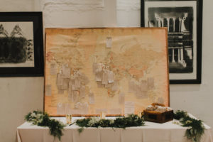 Wedding Reception Guest Sign in Table with Antique Map and Guest Note Cards | Guest Book Alternatives, Unique Wedding Ideas