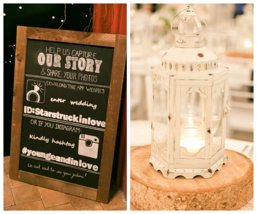 Rustic Wedding Reception Décor | Lantern Centerpiece on Wood