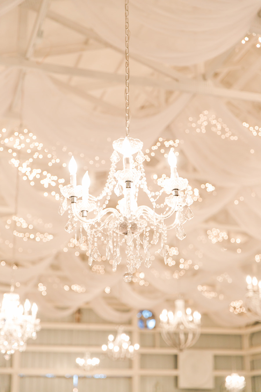 White Crystal Rustic Chandelier | Wedding Reception Decor