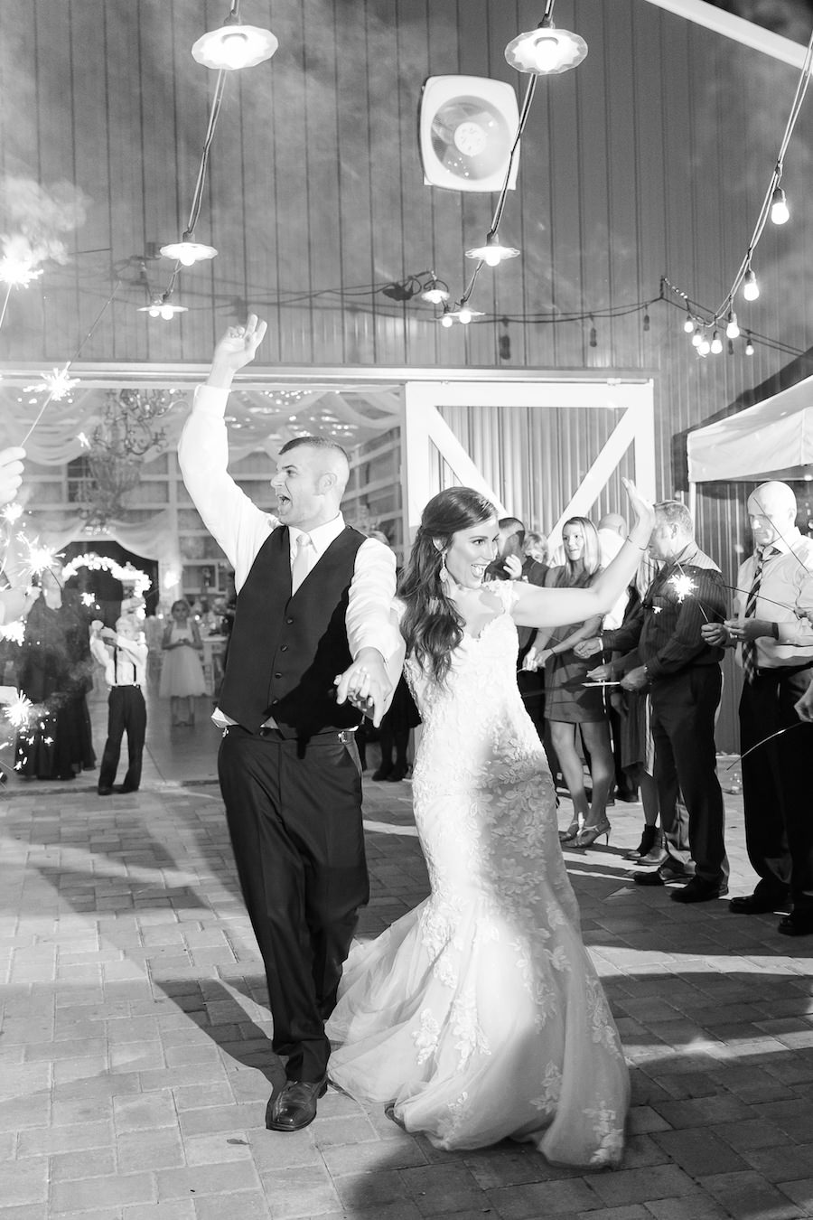 Bride and Groom Rustic Wedding Sparkler Exit