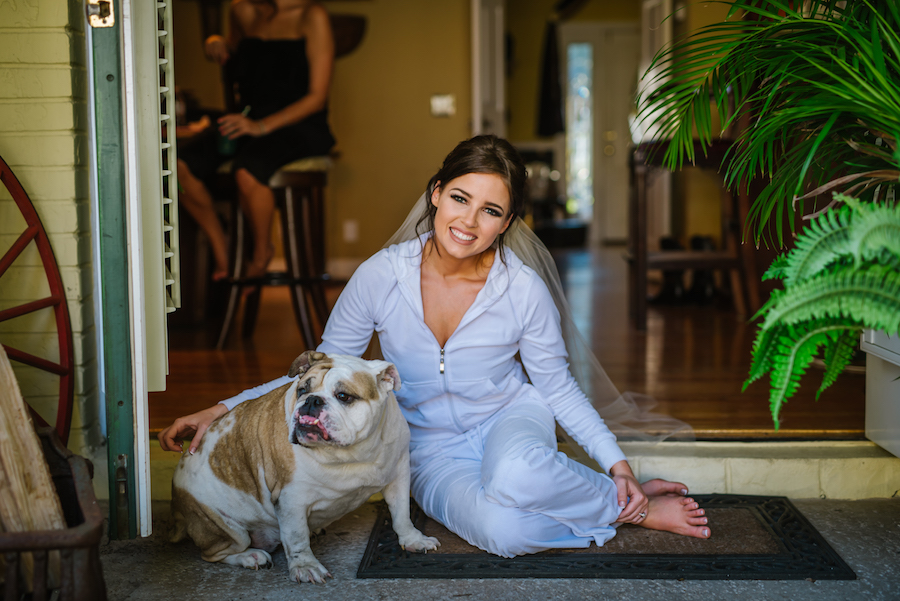 Bride Getting Ready With Her Dog | South Tampa Bridal Portrait | Wedding Hair by Michele Renee The Studio