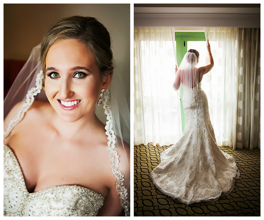 Bridal Wedding Day Portrait in Strapless Allure Couture Embroidered Wedding Dress with Veil | Wedding Hair and Makeup by Michele Renee the Studio | St. Pete Wedding Photographer Limelight Photography