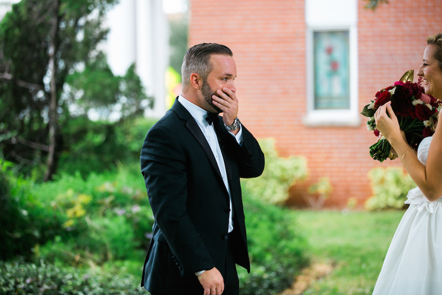 Bride and Groom First Look on Wedding Day | Tampa Wedding Photographer Kera Photography