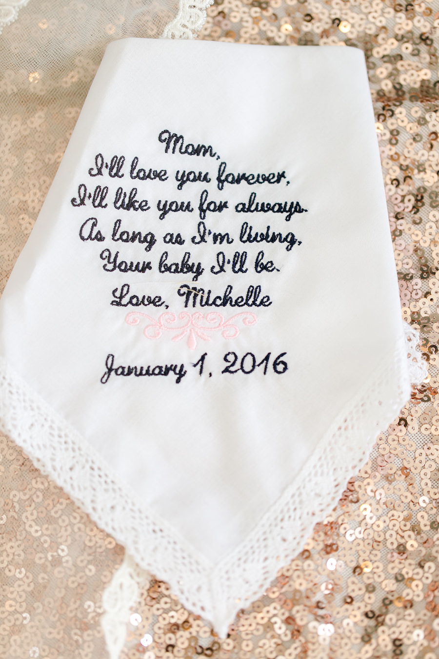 Embroidered Handkerchief Wedding Gift for Mom