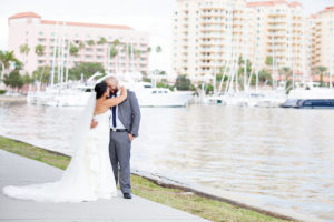 Downtown St. Pete Bride and Groom Wedding Portrait