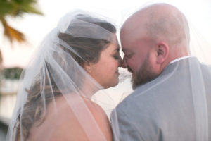 Outdoor, Florida Bride and Groom Wedding Portrait with Veil | St. Petersburg Wedding Photographer Carrie Wildes Photography