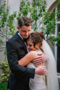 Bride and Brother Wedding Portrait | Martina Liana Ivory Satin Wedding Dress | Tampa Wedding Hair Arist Michele Renee The Studio