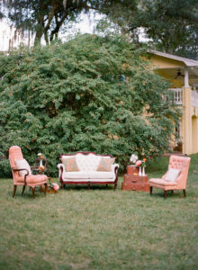 Outdoor Wedding Lounge with Vintage Chairs | Tampa Bay Rentals by Tufted Vintage Rentals