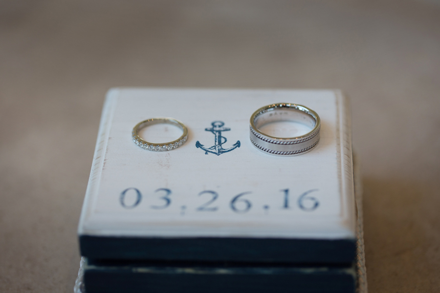 Bride and Groom Nautical Theme Wedding Ring Portrait