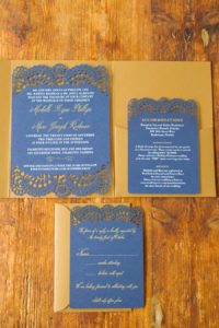 Navy and Gold Palmetto Wedding Stationary and Invitation Set