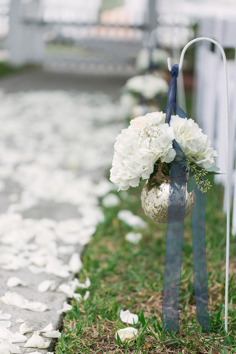 Wedding Ceremony Aisle White Floral Arrangement Decor | Bradenton Wedding Florist Iza's Flowers