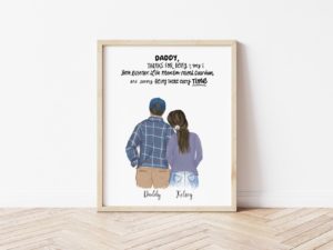 Father's Day Wedding Gift Monogrammed Personalized Daddy Daughter Drawing