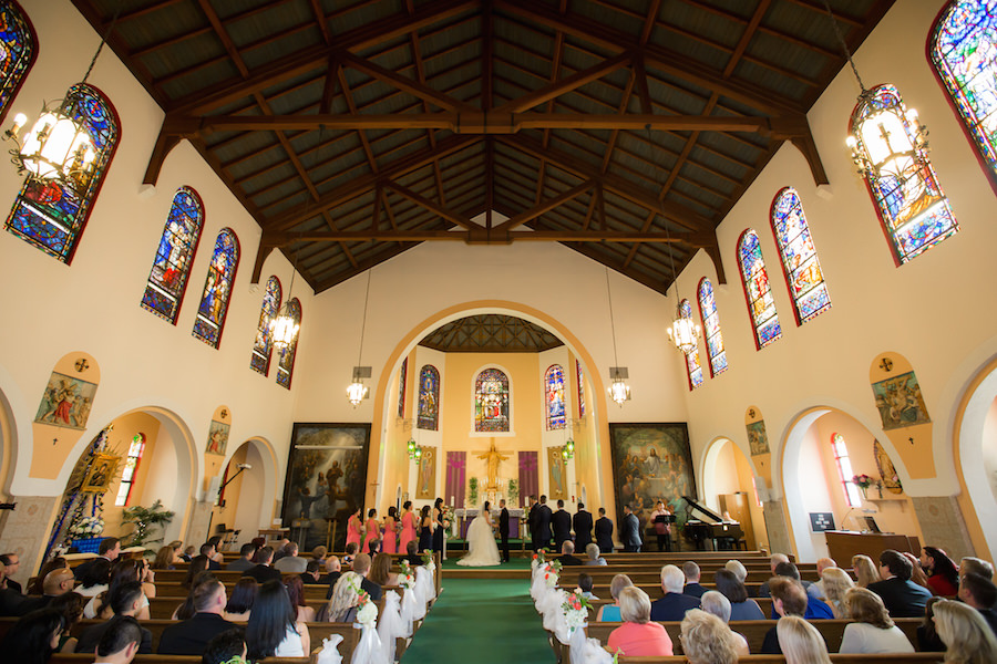 Bride and Groom Wedding Catholic Ceremony at Tampa Wedding Venue Our Lady of Perpetual Help | Tampa Wedding Planner Pea to Tree Events