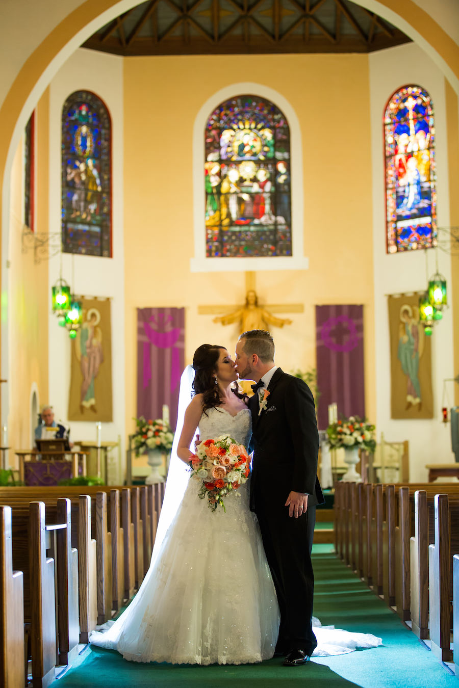 Bride and Groom Wedding Catholic Ceremony at Tampa Wedding Venue Our Lady of Perpetual Help