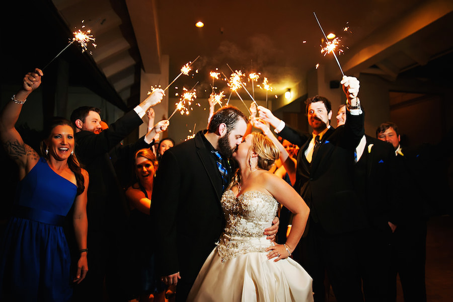 Bride and Groom Wedding Sparkler Exit at Countryside Country Club Wedding Venue Clearwater Florida | Limelight Photography Wedding Photographer