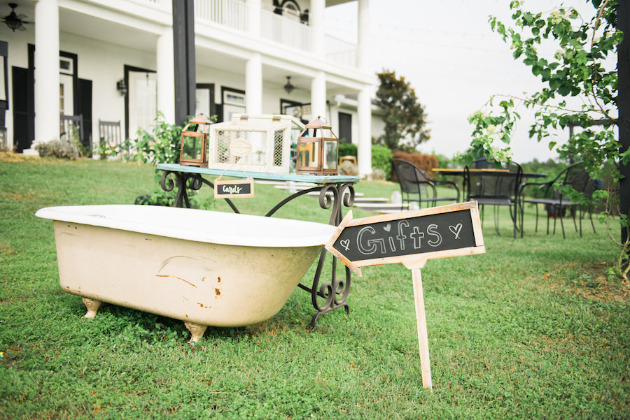 Rustic. Southern Outdoor Wedding Gift Table Ideas | Tampa Bay Wedding Photographer Kera Photography | Dade City Wedding Venue Barrington Hill Farm
