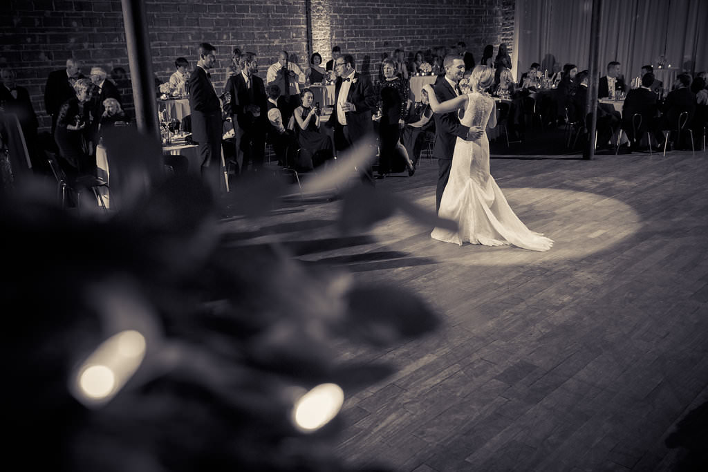 Bride and Groom First Dance on Wedding Day Portrait at St. Pete Wedding Venue NOVA 535