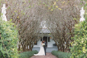 Outdoor, Bride and Groom Wedding Portrait under Canopy of Trees | Bradenton Wedding Venue Palmetto Riverside Bed and Breakfast