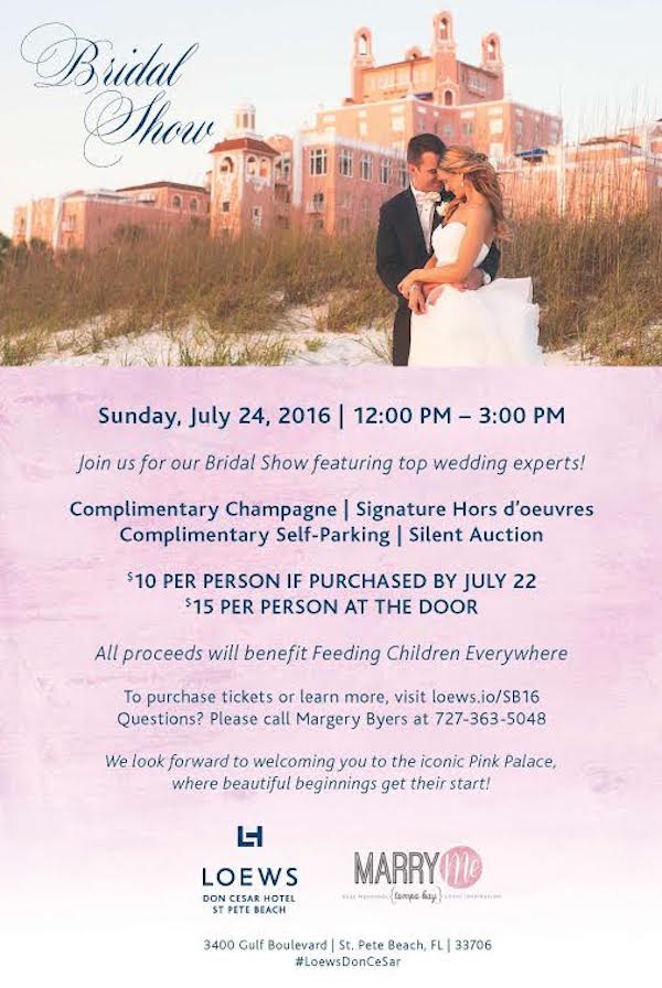 St. Pete Beach Bridal Show at Loews Don Cesar Hotel, July 24, 2016