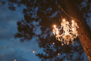 Rustic Glam Outdoor Wedding Crystal Chandelier | Nighttime Wedding Decor Idea