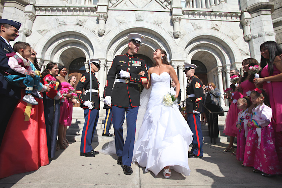 Patriotic Inspired Wedding Exit Portrait| Tampa Bay Wedding Photographer Carrie Wildes Photography