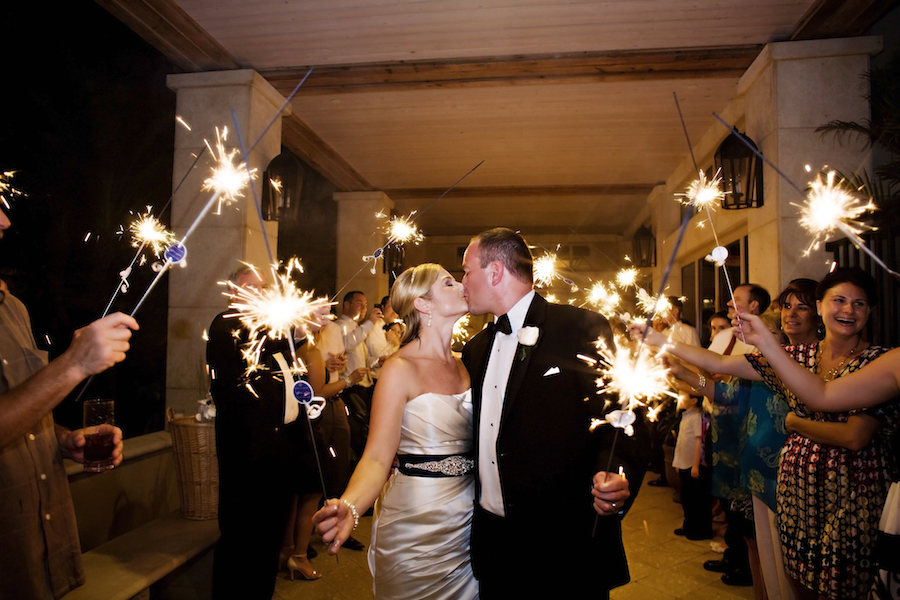 Patriotic Inspired Sparkler Wedding Exit Portrait| Tampa Bay Wedding Photographer Limelight Photography