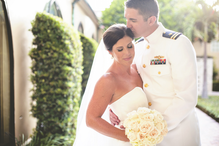Patriotic Inspired Wedding Day Portrait of Bride and Groom| Tampa Bay Wedding Photographer FotoBohemia