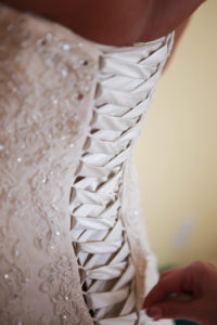 Ivory Strapless Stella York Wedding Dress with Corset Tie Back