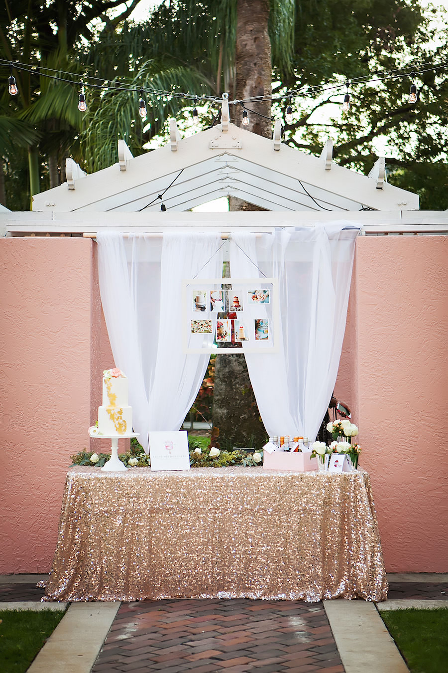 Sequined Wedding Cake Table by Trudy Melissa Cakes