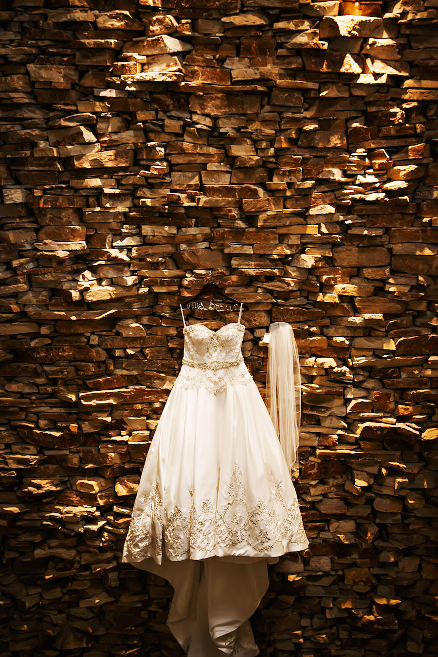 Strapless Sweetheart Ivory Bridal Wedding Dress with Crystal Rhinestone Bodice and Cathedral Train | Florida Wedding Photographer Limelight Photography